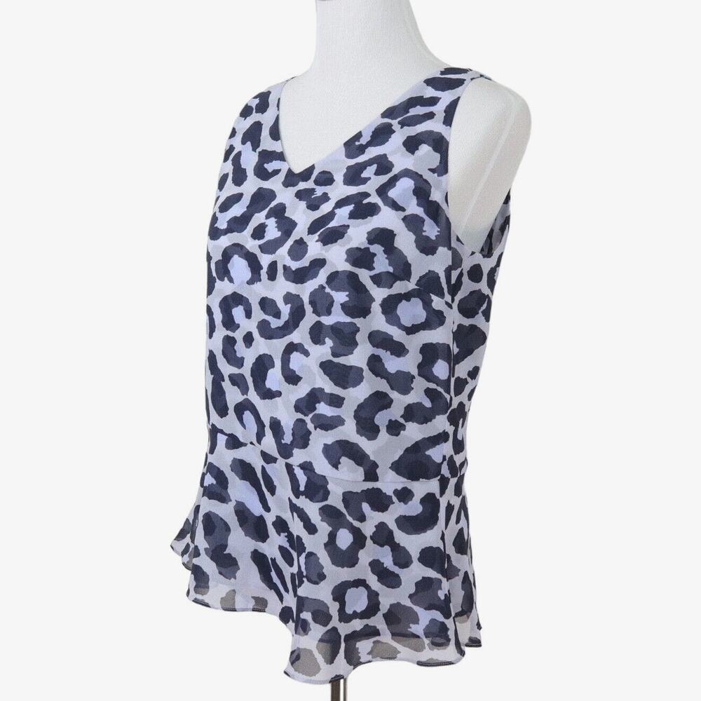 Cabi Size S Feline Blouse Sleeveless Peplum Purple Animal Print 5536